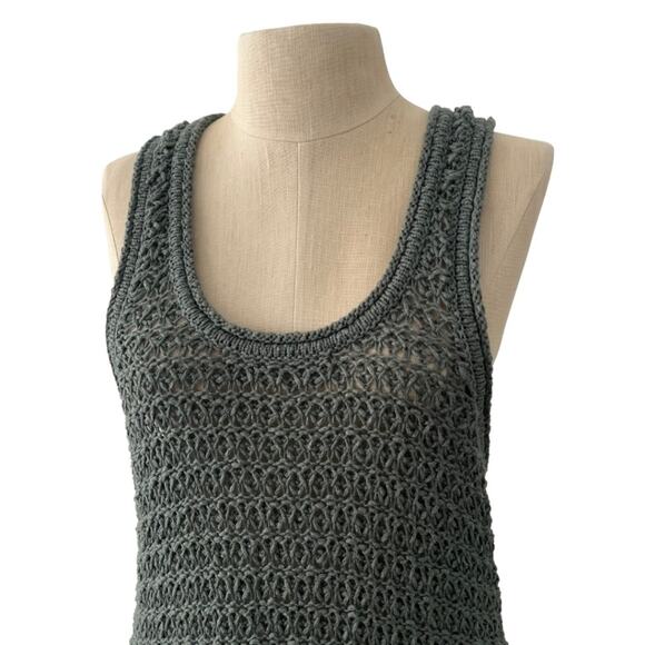 Aerie Cotton Crochet Knit Racerback Sweater Tank Top in Green Size M - Picture 4 of 5